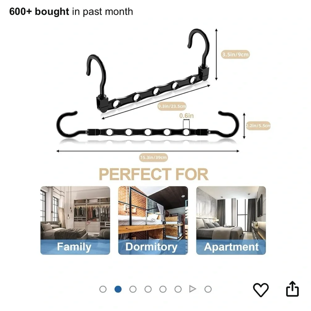 Space Saving Black Hangers for Home Closet Organization Storage 8 Pack